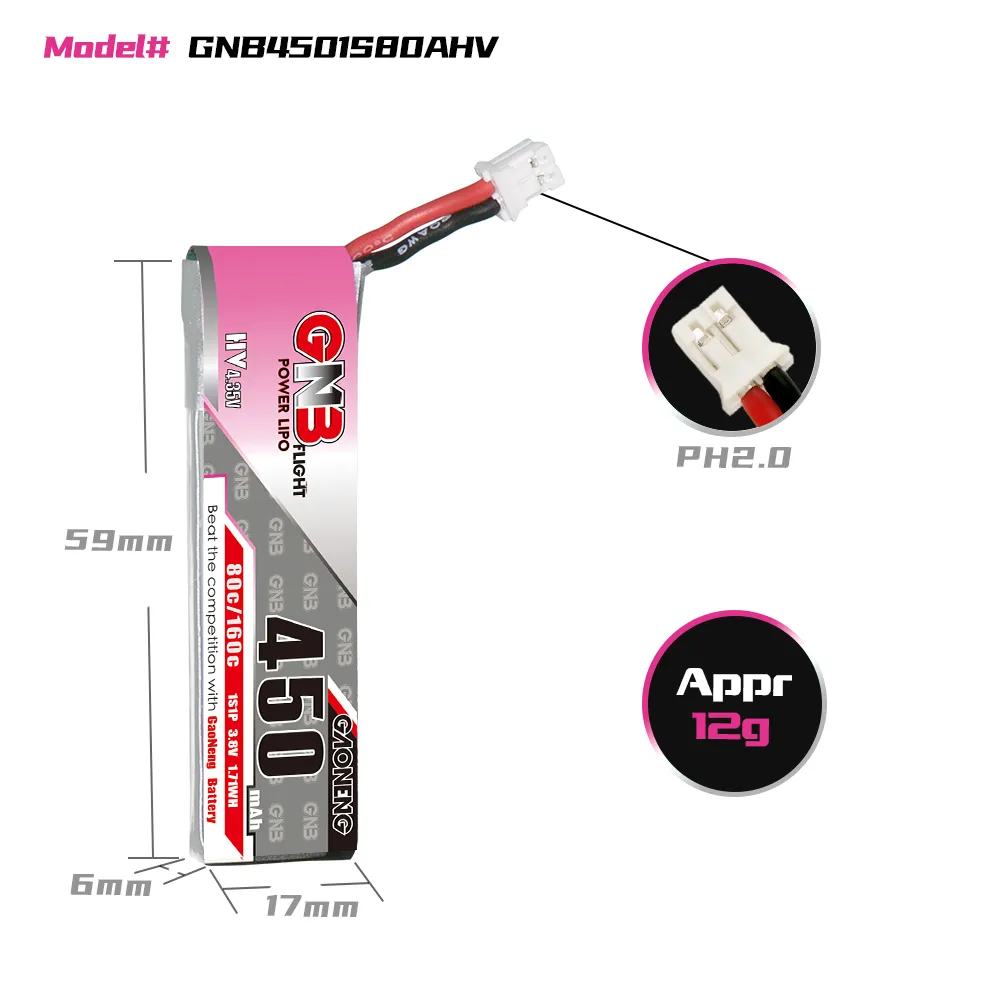 GAONENG GNB 1S 450mAh 80C/160C - Drone Racing Battery avis et prix